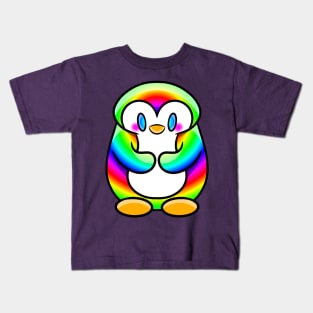 Shy-guin Rainbow Kids T-Shirt